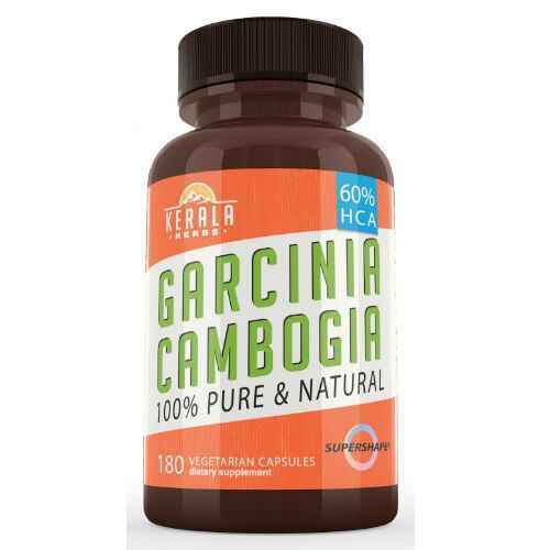 Kerala Herbs Kerala Herbs Premium Garcinia Cambogia Ultra Slim Extract with SuperShape, 180 Capsules, Maximum Safe and Proven Levels of Pure 60percent HCA
