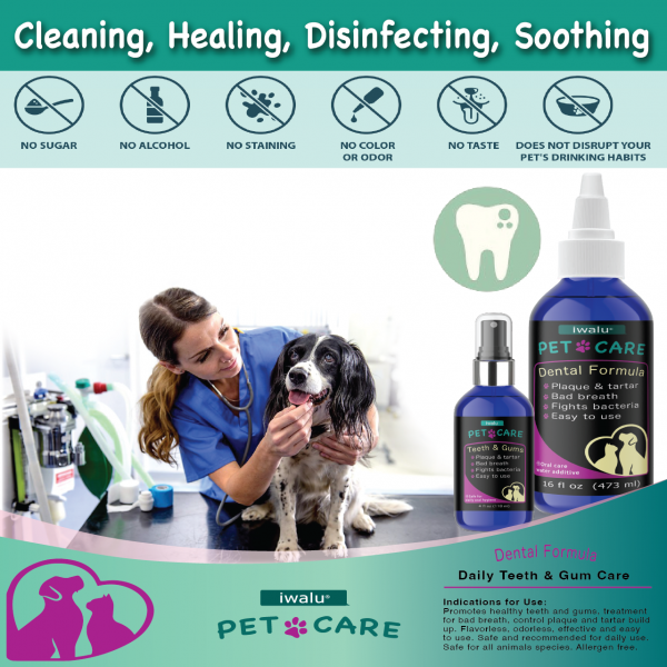 Dog cat teeth cleaning dental care mouthwash breath treatment water additive spray product